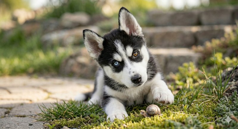 シベリアンハスキー 女の子 ブラック＆ホワイト